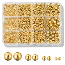 1100 Pcs Smooth Round Beads - 3/4/6/8mm Gold Spacer 3mm,4mm,6mm.8mm,