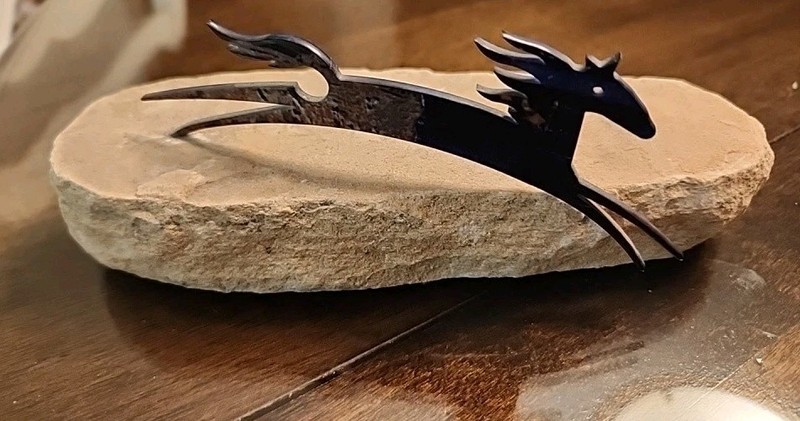 Galloping Metal Horse on Stone Base Figurine Art 6 3/4" L 3 W,3 H