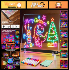 Light Up Drawing Board for Kids - 13.7" LED Art Board, 7 Colors, 3 Modes, 12 Mar