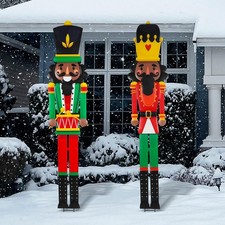 GlikCeil 2pcs 6ft Large Black Royal Metal Christmas Nutcracker Red, Green