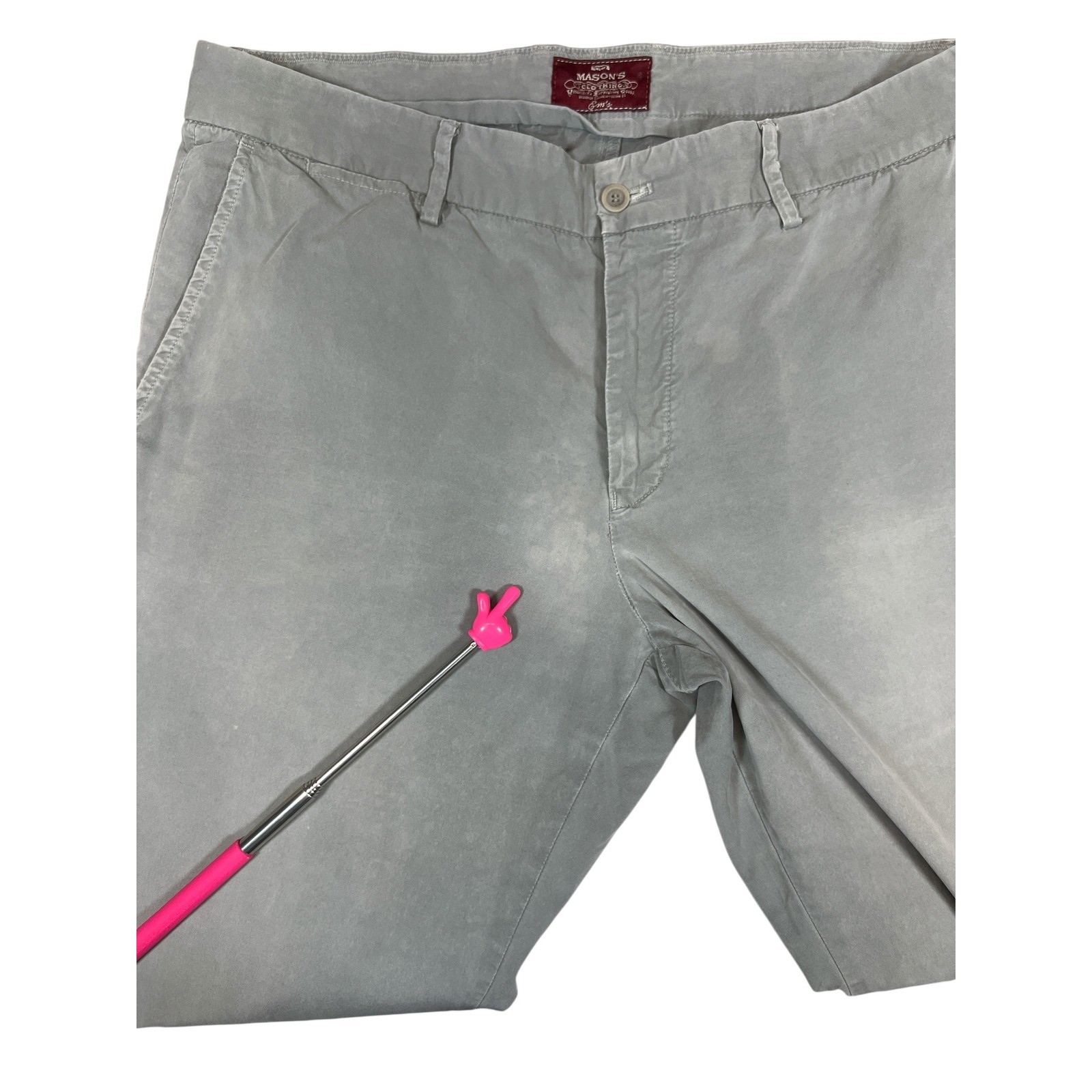 Mason's Em's of Mason's Gray Cotton Chino Pants Men's 35W Straight Fit Italy