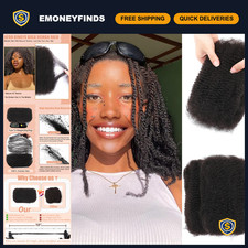 100 Human Hair Afro Kinky Curly Bulk for Dreadlock Extensions, 12" Twist Braids