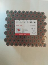 100 Ct VACUUM BLOOD COLLECTION PLAIN TUBE 16X100MM,10ML ,EXP 05/25/2028