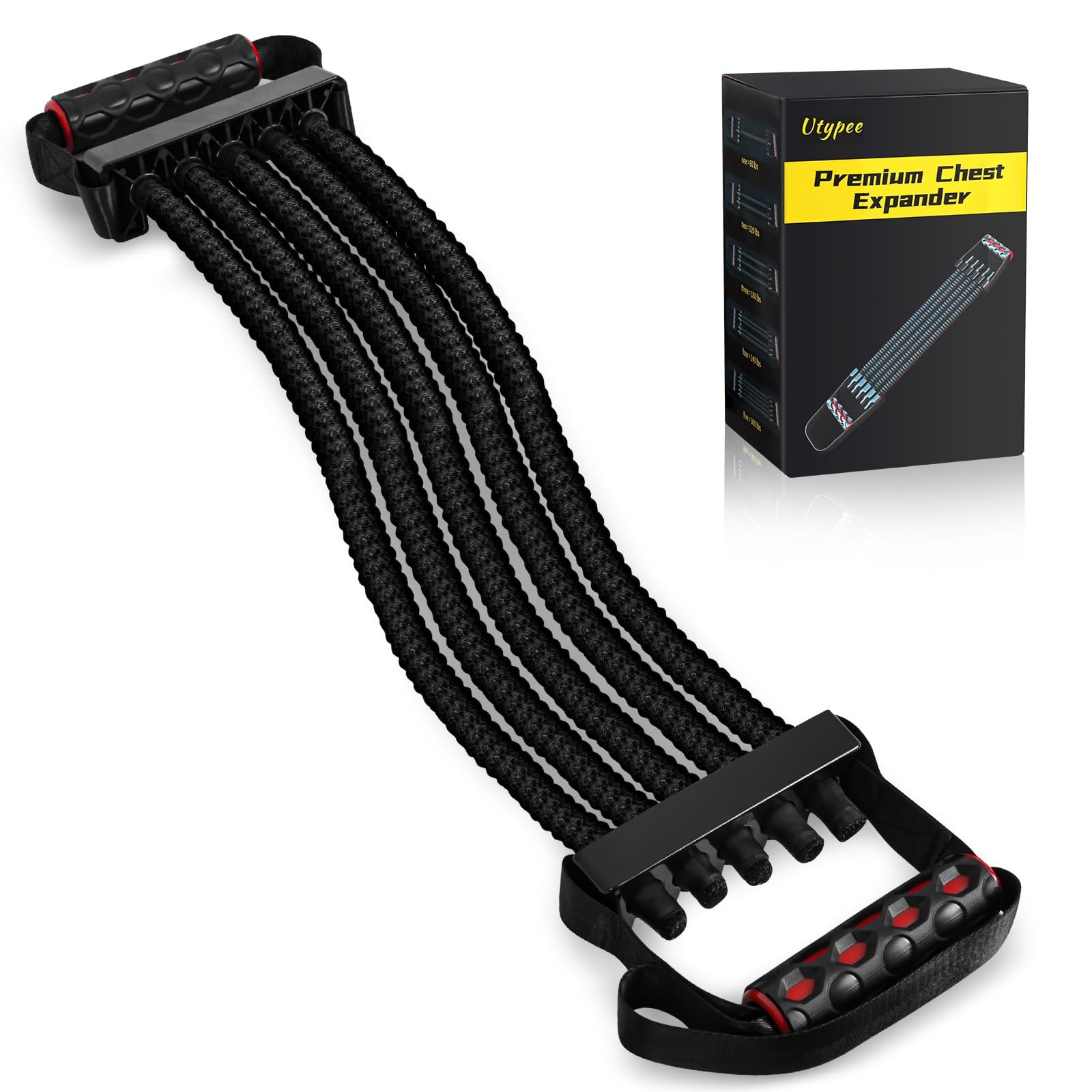 Utypee Chest Expander, Arm Training, 5-Level Adjustable Resistance Bands for ...