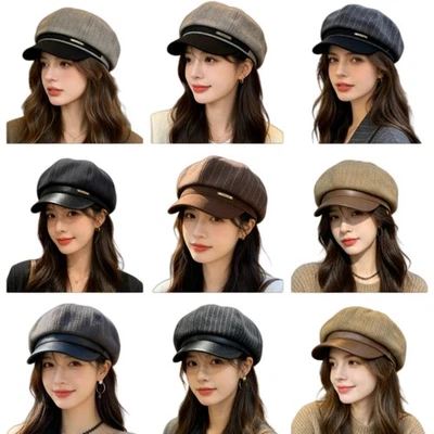 Contrast Color Octagonal Beret Hat Women Vintage Painter Cap All Season Fashion - Image 1 of 4