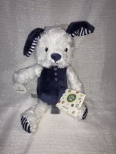Little Me Puppy Dog Plush Stuffed Animal Rattle Boys Navy Blue White Lovey NEW