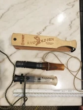 Preowned Strut Raspy Old Hen Wooden Waterproof Box Call Turkey & 2 Other Calls