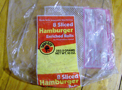 vintage 1980s SHOP RITE grocery store BREAD BAG Hamburger Roll SUPERMARKET food