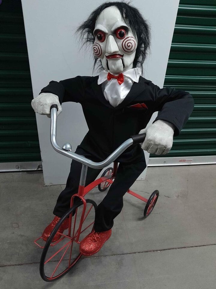 RARE Saw Billy The Puppet Riding Tricycle Animatronic W/ Sound