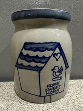 BBP Beaumont Brothers Pottery Salt Glaze Crock Bird House Home Sweet Home EUC