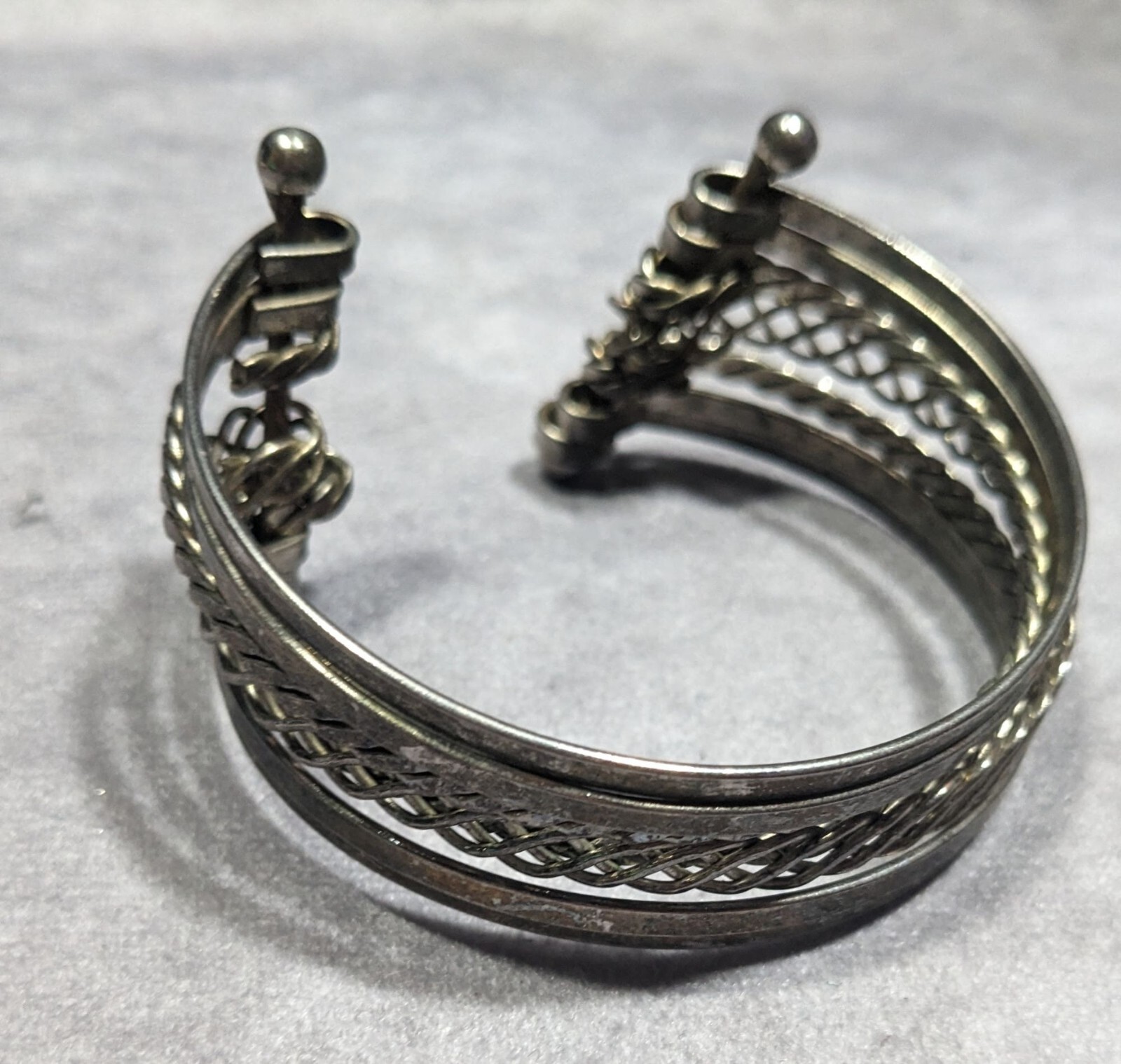 Braided Multilayer Silver Tone Cuff Bracelet - image 5