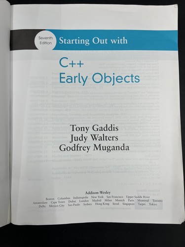 Starting Out with C++ Early Objects W/ CD by J. Walters T. Gaddis and G. Muganda - 第 13/24 張圖片