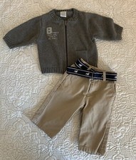 Baby Boy's Outfit Size 3-6 Months Janie and Jack Khaki Pants  Gymboree Cardigan