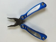 Mini Multi Tool Blue Spring Open Needle Nose Pliers With Cutter Compact 7 Blade