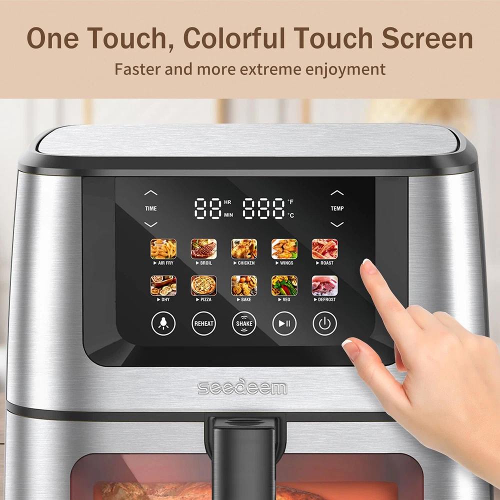 Air Fryer with LCD Touchscreen and ClearCook Window for Easy Monitoring Air Fryer with LCD Touchscreen and ClearCook Window for Easy Monitoring