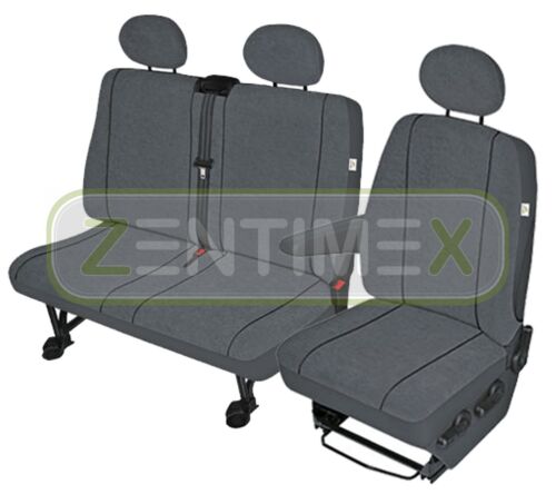 Sitzbezüge Schonbezüge SET EC für VW T5 Transporter Stoff dunkel grau - Afbeelding 1 van 3