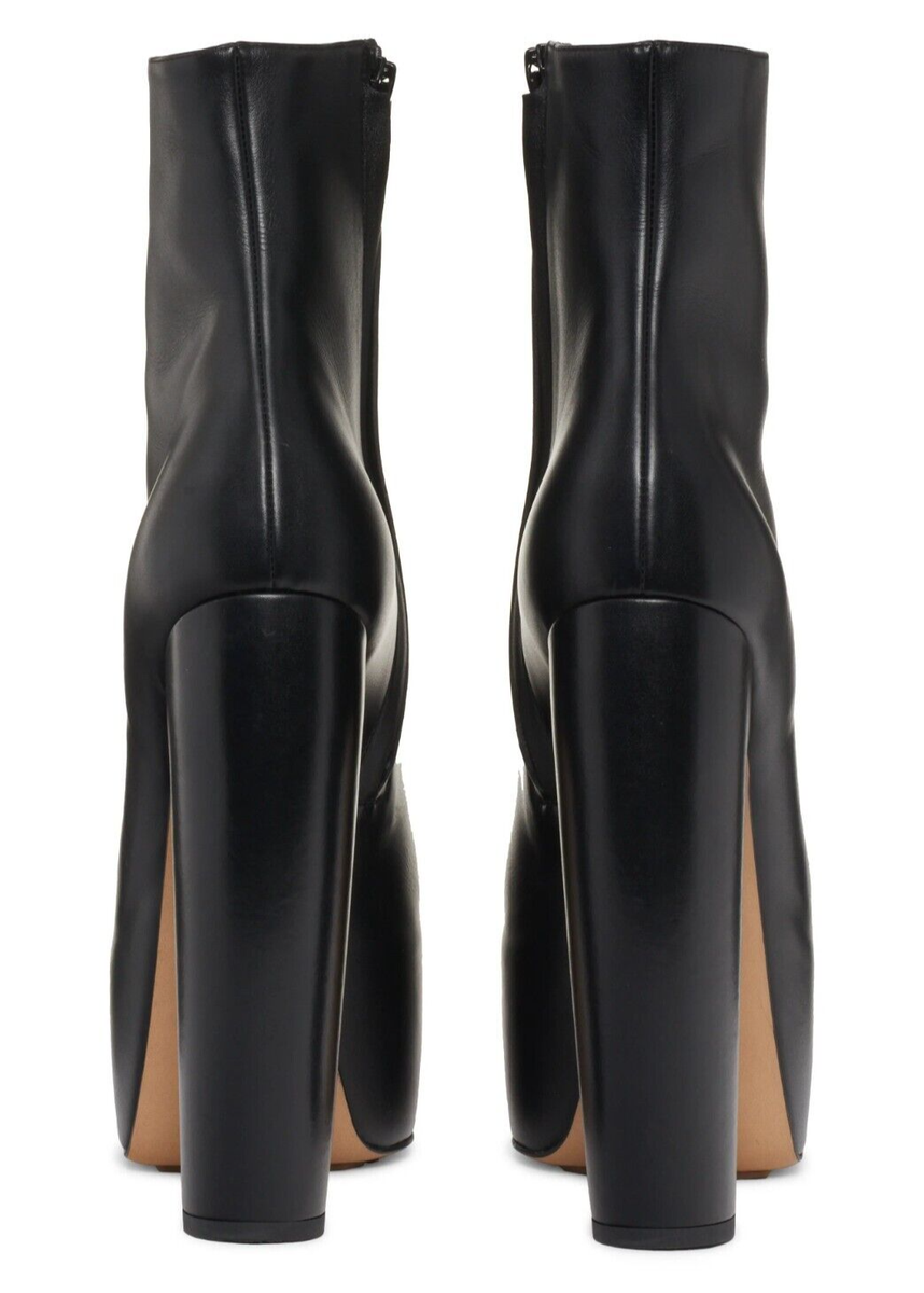Bottega Veneta Women's Mostra Leather Platform Heel Boots Black