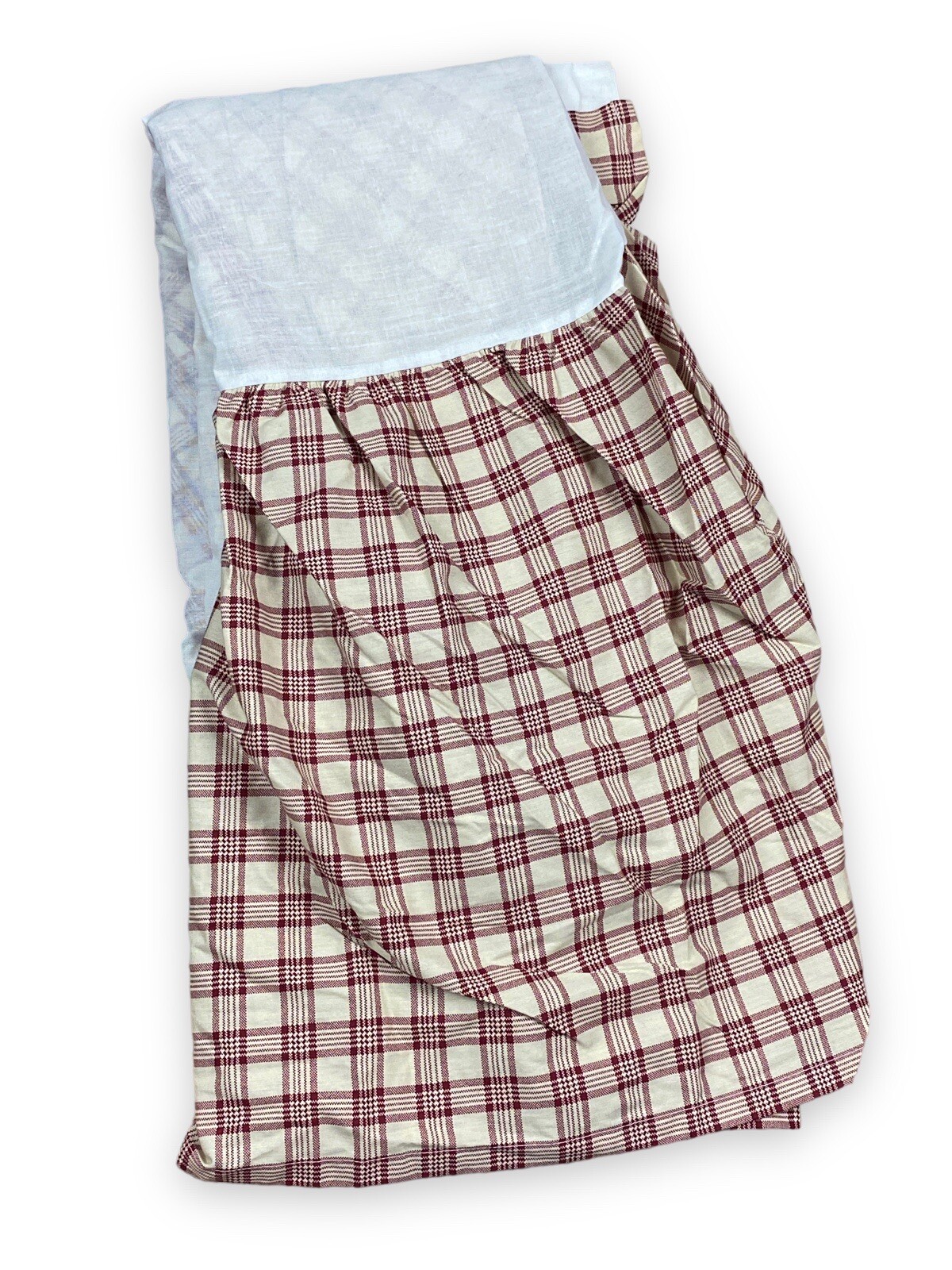 Waverly Home Tailored Queen Size Bed Skirt Red Beige Plaid Dust Ruffle