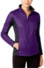 Ideology Women's Colorblocked Quilted Jacket, Iris/grey, Xl