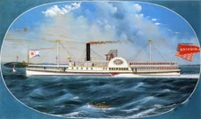 high quality oil painting 100% handpainted on canvas "Hudson River steamboat"14