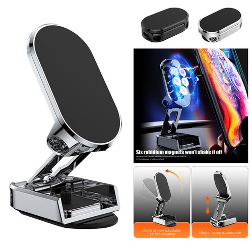 Soporte magnético universal para teléfono con rotación de 360° plegable soporte para montaje en automóvil tablero de instrumentos