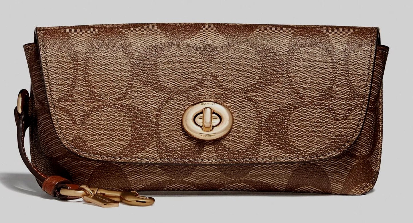 Coach Sunglasses Case Khaki Signature Canvas 73639 Eyeglass Case 