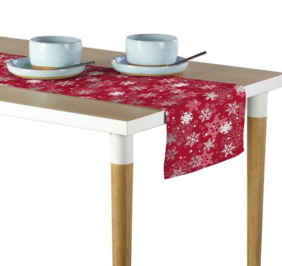 Winter Red Snowflakes Milliken Signature Table Runners - 12'' x 72'' or 14'' x 108''