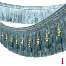 1M Curtain Tassels Sewing Crystal Beaded Fringe Trims Upholstery DIY Crafts New