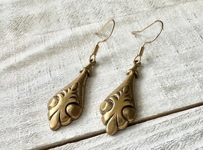 Fluer De Lis Earrings Bronze Dangle Drop Earrings