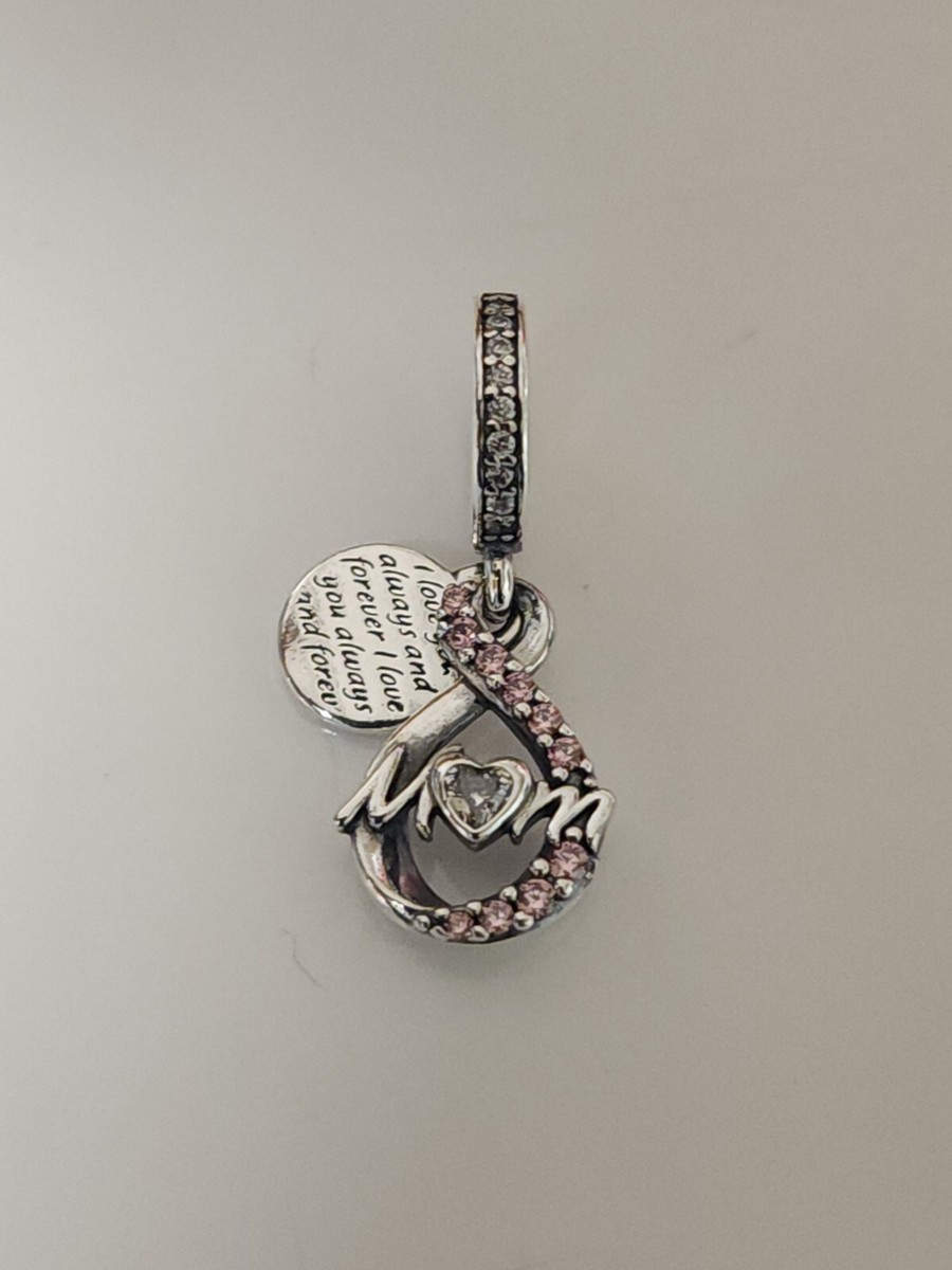 AUTHENTIC PANDORA MOM INFINITY PAVE DOUBLE DANGLE CHARM