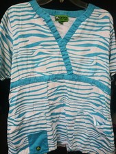 Crocs Scrubs Size Large Scrub Top Blue Zebra Medical Vets Healthcare Doctors