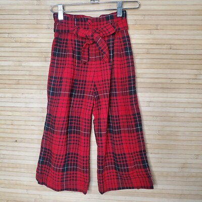 Monnalisa Girl's boutique red trousers tartan pattern plaid pants 6 ITALY XLNT