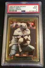 1990 EMMITT SMITH ACTION PACKED ROOKIE UPDATE GOLD FOIL #34 PSA 9 COWBOYS HOF 