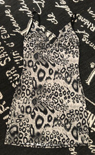 Black Gray S/M LEOPARD ANIMAL PRINT Mini SLIP DRESS Bodycon Silky Knit Chemise