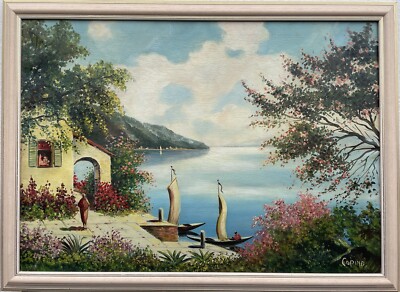 IMPRESSIONIST FINCA AM MITTELMEER SEGELBOOTE AMALFIKÜSTE ? BUCHT NEAPEL ITALIEN 
