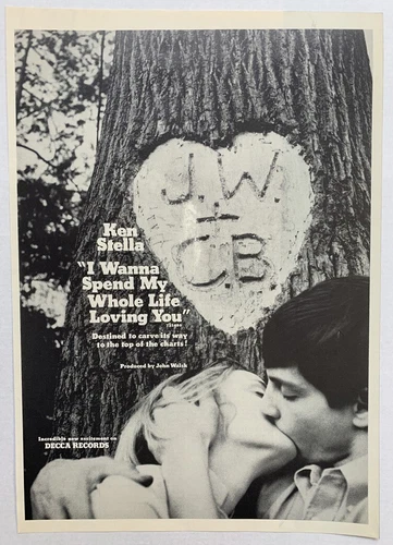 KEN STELLA 1969 vintage POSTER ADVERT I WANNA SPEND MY WHOLE LIFE LOVING YOU 