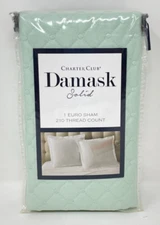 Charter Club Damask 210 TC 100% Cotton Quilted Pillow Sham - EURO - Mint