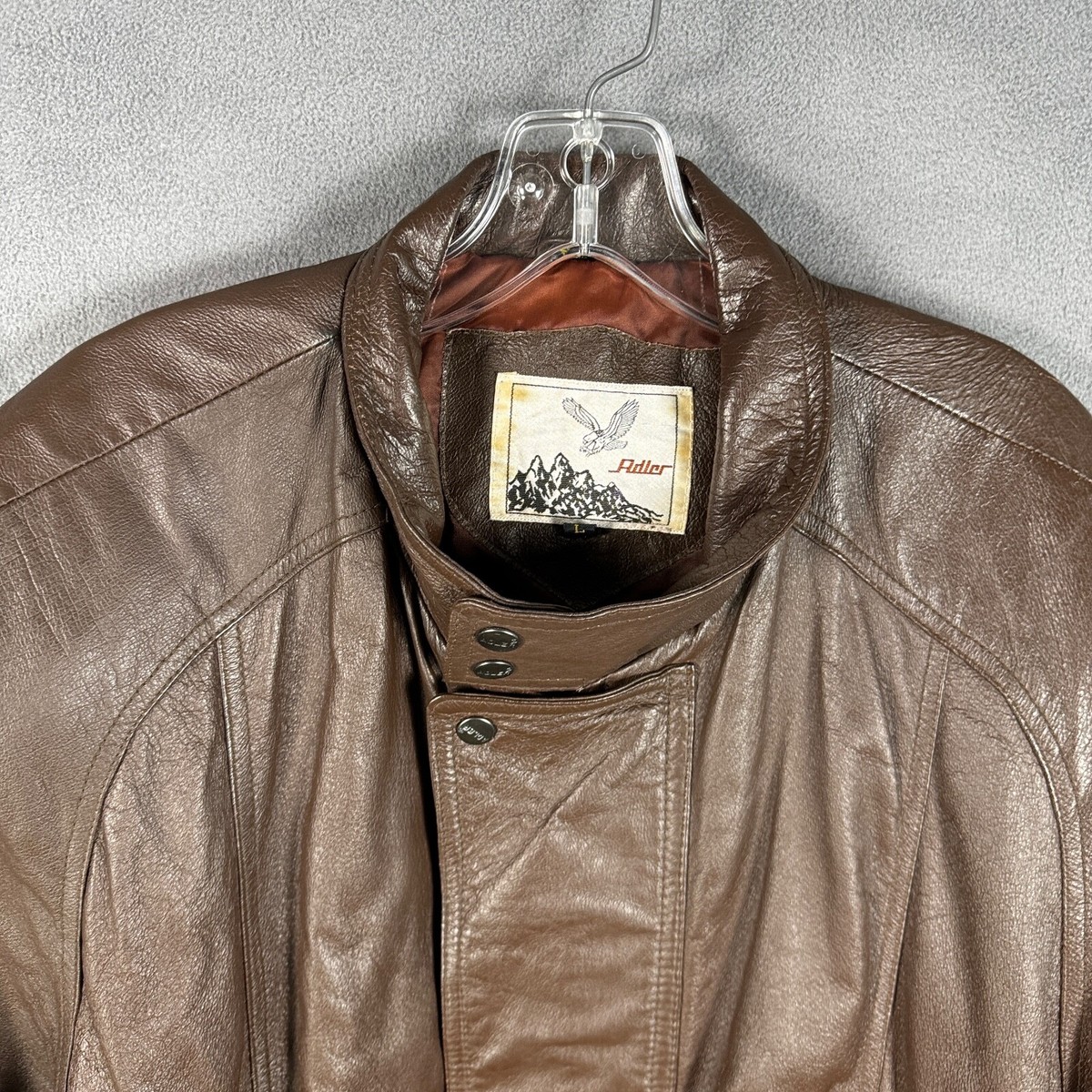 Adler Leather Bomber Jacket Mens L Brown Biker Moto Vintage Adler Leather Bomber Jacket Mens L Brown Biker Moto Vintage