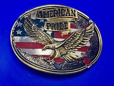 American Pride - Patriotic USA United States Flag and Eagle Western Belt Buckle