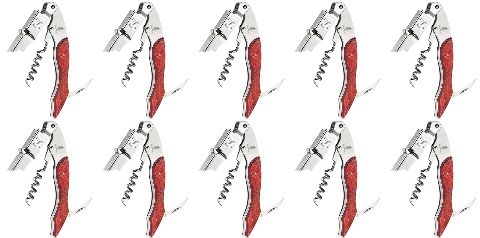 (10) Corkscrew Wine Opener Bottle Waiters Key Manual Foil Cutter Wood Bulk Set