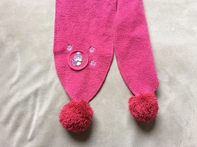 Baby Schal Fleece Rosa 2 Bommel Vogel Applikation Topolino Family kuschlig 90cm - Bild 1 von 2