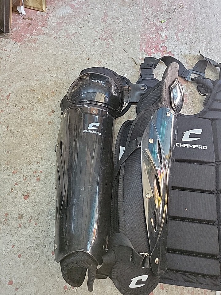 Youth Catchers Gear Pro Nine Helmet & Champro Chest And Shin Guards And