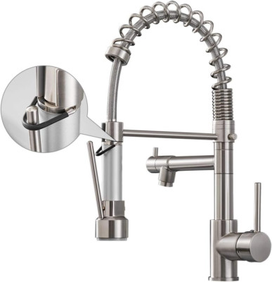 Brushed Nickel Kitchen Faucet with Pull Down Sprayer & High Arc Design