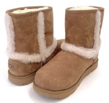 UGG Hadley II Winter Youth Girl Boots Suede Chestnut Waterproof 1017332K