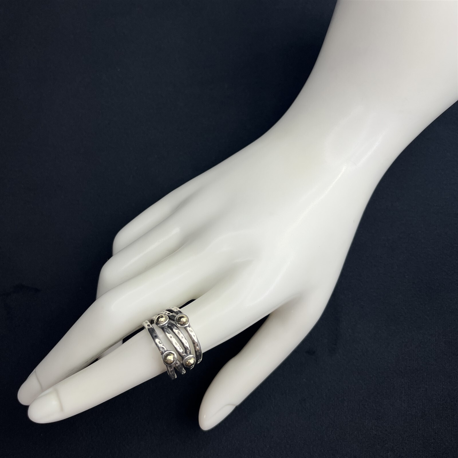 Large Signed Designer Split Band Gold Plated Ball… - image 1