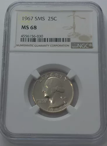 1967 SMS NGC MS68 WASHINGTON QUARTER 25C SPECIAL MINT SET UNCIRCULATED WHITE LBL