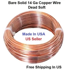 14 Ga / 150 Ft.Coil Solid Round Copper Wire Dead Soft 99.9% Pure 