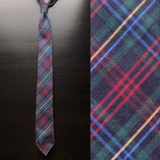 Cotton Tartan Plaid Slim Tie EUC VTG 1950s 1960s Trad Ivy Skinny Midcentury Mod