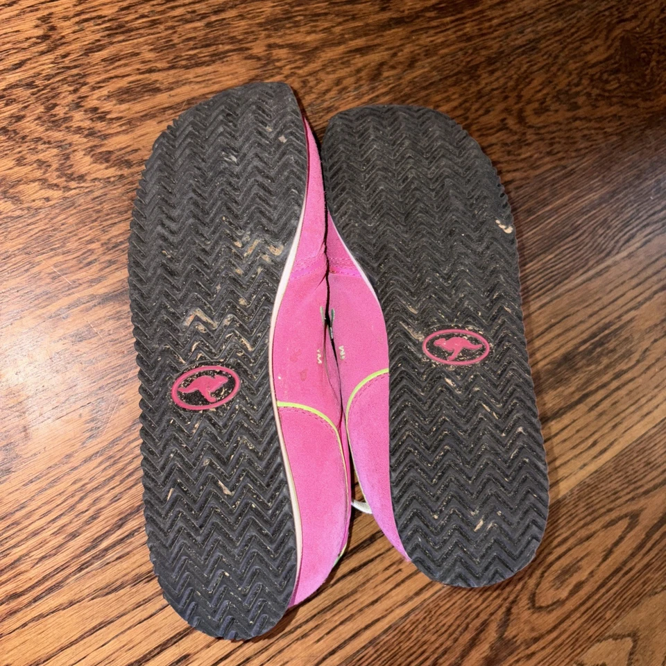 Винтажный кенгуру кроссовки женщин 9 розовый лайм зеленый замшевые туфли карман на молнии - Изображение 3 из 4