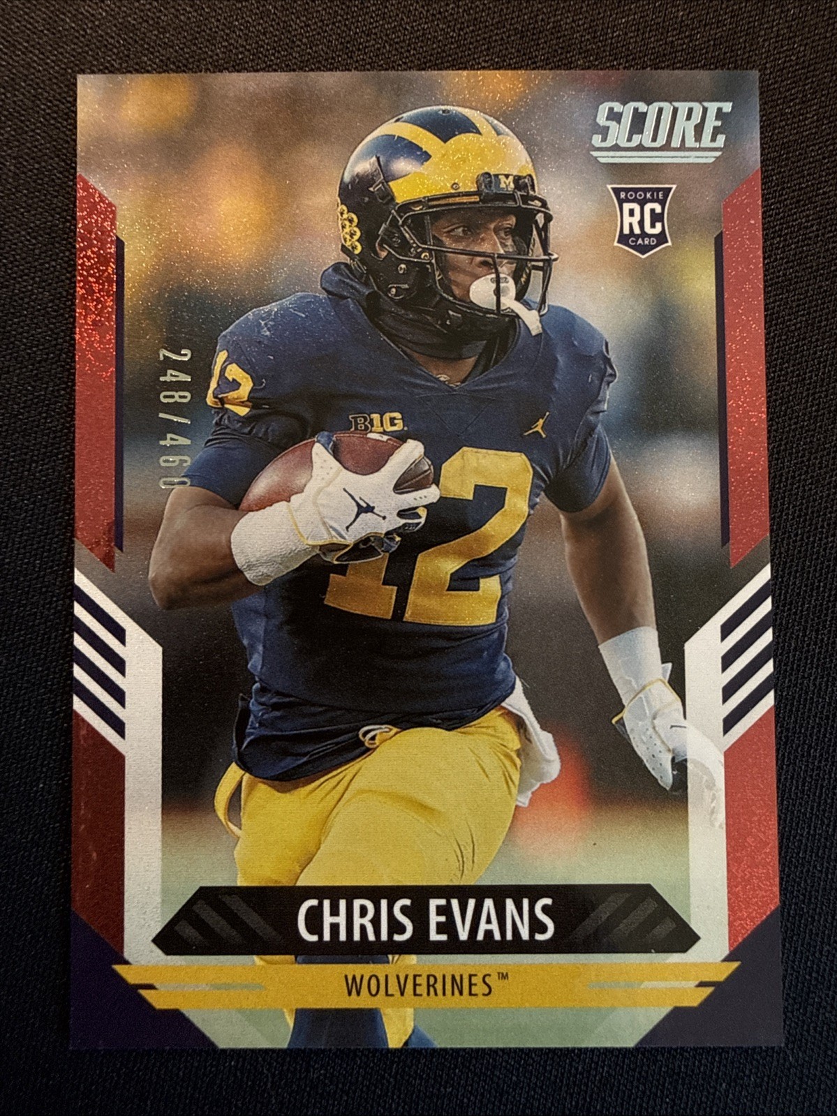 2021 Score 380 Chris Evans RC Red Shimmer Parallel #'d /460 Michigan Bengals